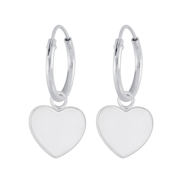 Wholesale Sterling Silver Heart Charm Ear Hoops - JD4962