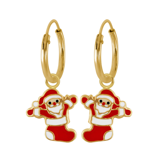 Wholesale Sterling Silver Santa Charm Ear Hoops - JD2705