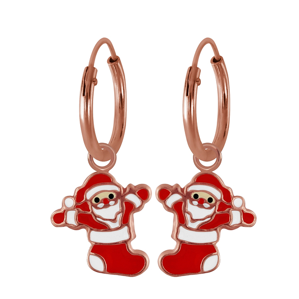Wholesale Sterling Silver Santa Charm Ear Hoops - JD2706