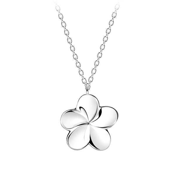 Wholesale Sterling Silver Plumeria Flower Necklace - JD10730