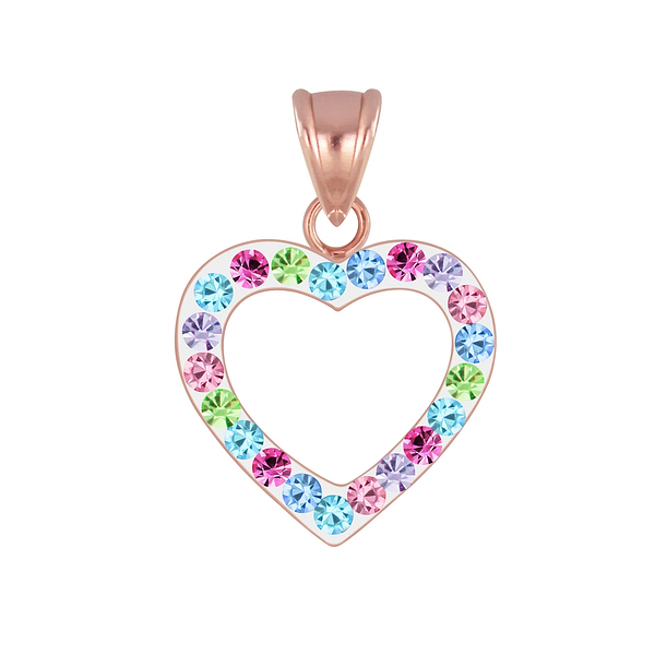 Wholesale Sterling Silver Heart Crystal Pendant - JD4794