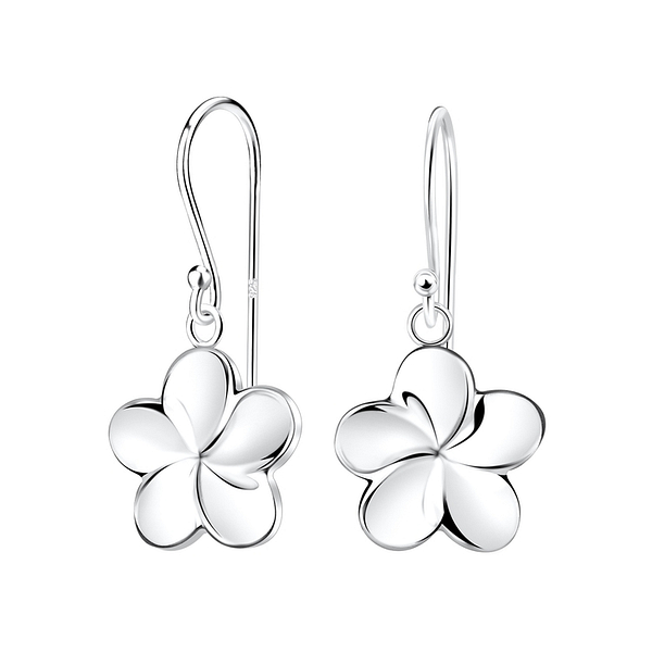 Wholesale Sterling Silver Plumeria Flower Earrings - JD11671