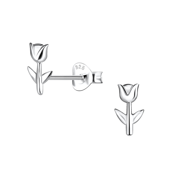 Wholesale Sterling Silver Tulip Flower Ear Studs - JD10756