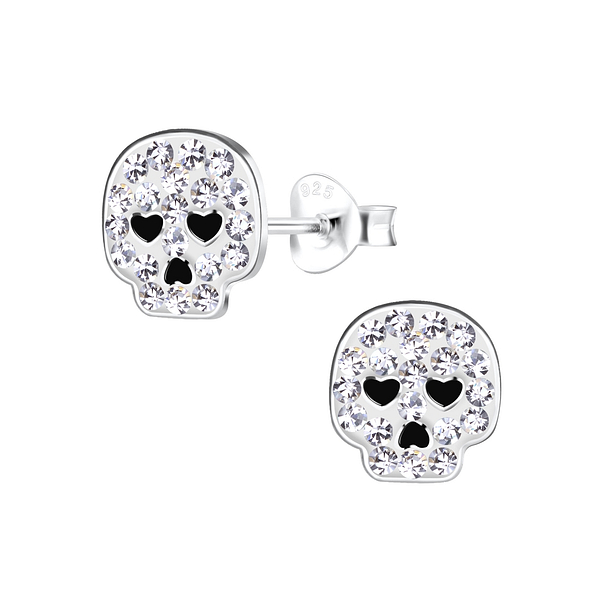 Wholesale Sterling Silver Skull Ear Studs - JD11114