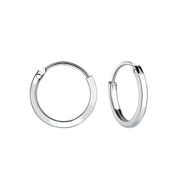 Wholesale 12mm Sterling Silver Square Tube Ear Hoops - JD11480