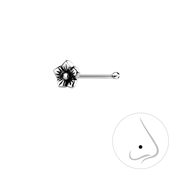 Wholesale Sterling Silver Flower Nose Stud - JD11389