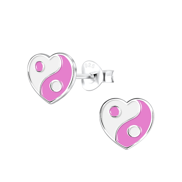 Wholesale Sterling Silver Yin Yang Heart Ear Studs - JD10371