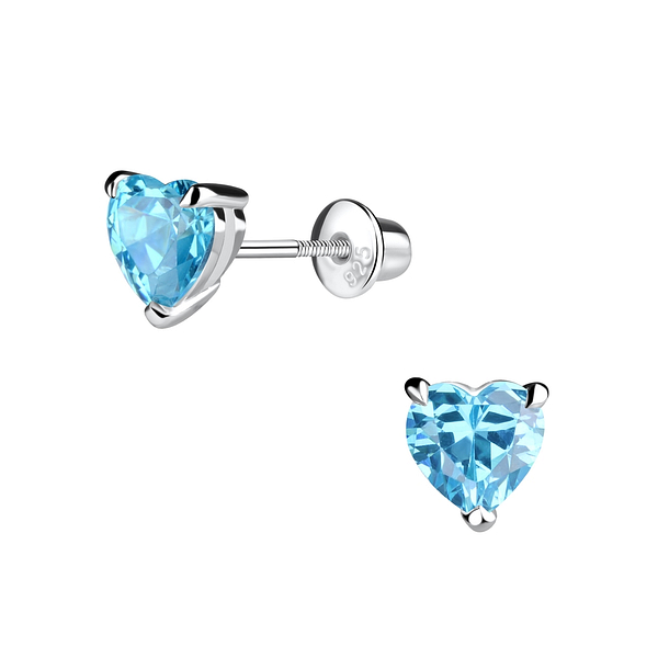 Wholesale Sterling Silver Heart Screw Back Bullet Earrings - JD13052