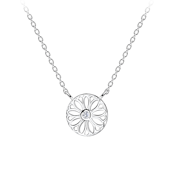 Wholesale Sterling Silver Flower Necklace - JD12762