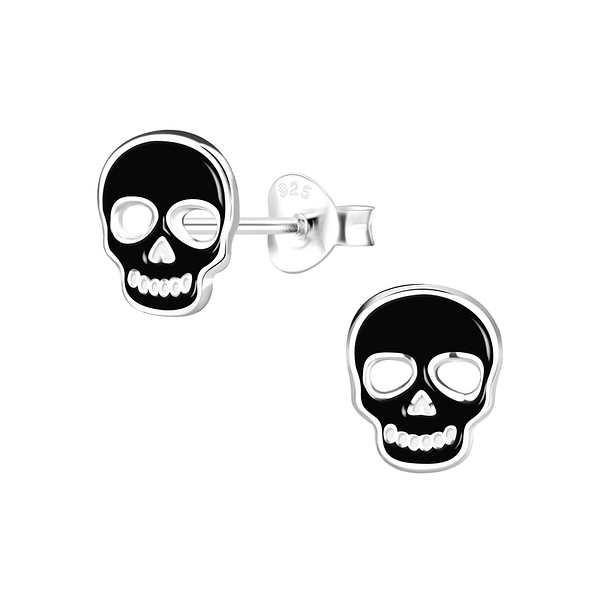 Wholesale Sterling Silver Skull Ear Studs - JD13888