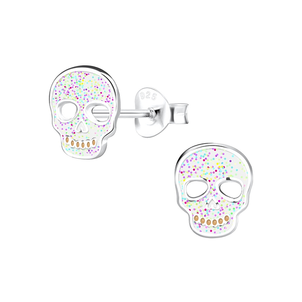 Wholesale Sterling Silver Skull Ear Studs - JD13887