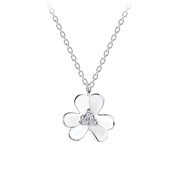 Wholesale Sterling Silver Flower Necklace - JD14125