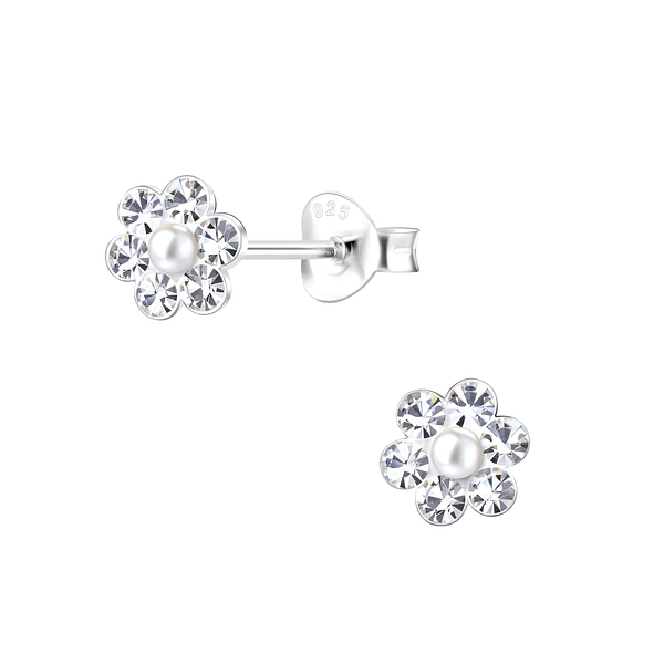 Wholesale Sliver Flower Ear Studs - JD15285