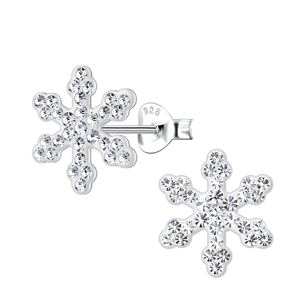 Wholesale Sterling Silver Snowflake Crystal Ear Studs - JD14127