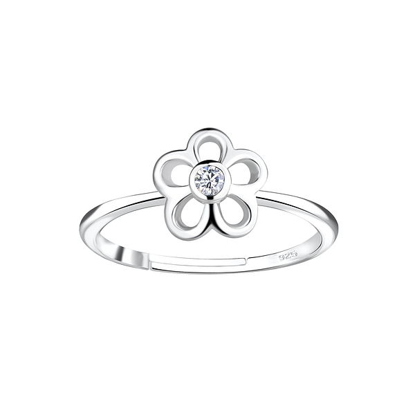 Wholesale Sterling Silver Flower Adjustable Ring - JD16409