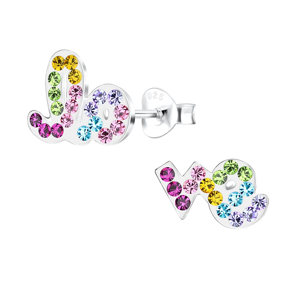 Wholesale Sterling Silver Rainbow Love Ear Studs - JD16003