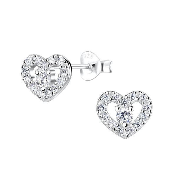 Wholesale Sterling Silver Heart Ear Studs - JD16354