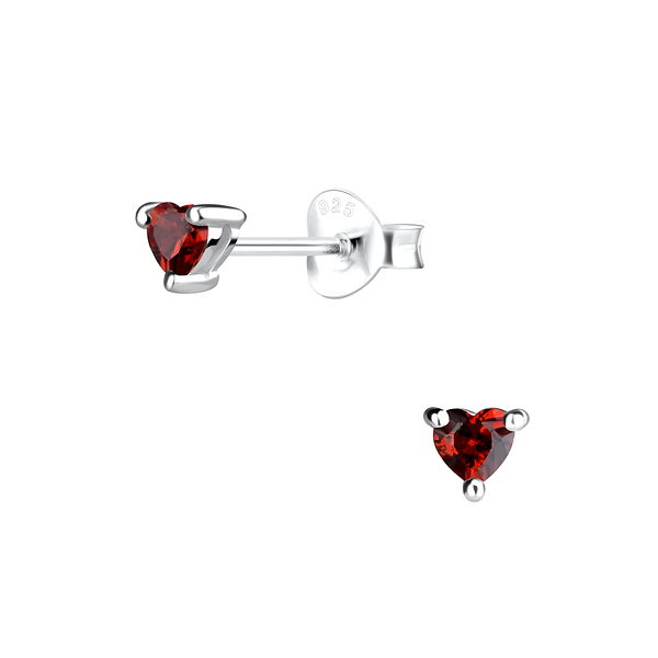 Wholesale 3mm Heart Cubic Zirconia Sterling Silver Ear Studs - JD9508