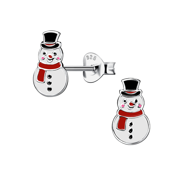 Wholesale Sterling Silver Snowman Ear Studs - JD17347