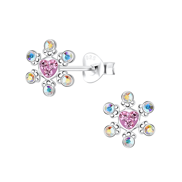 Wholesale Sterling Silver Snowflake Ear Studs - JD17314