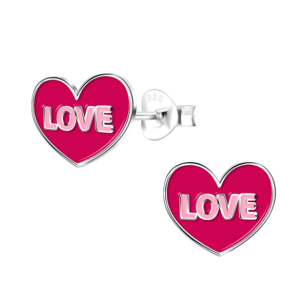 Wholesale Sterling Silver Love Heart Ear Studs - JD17492