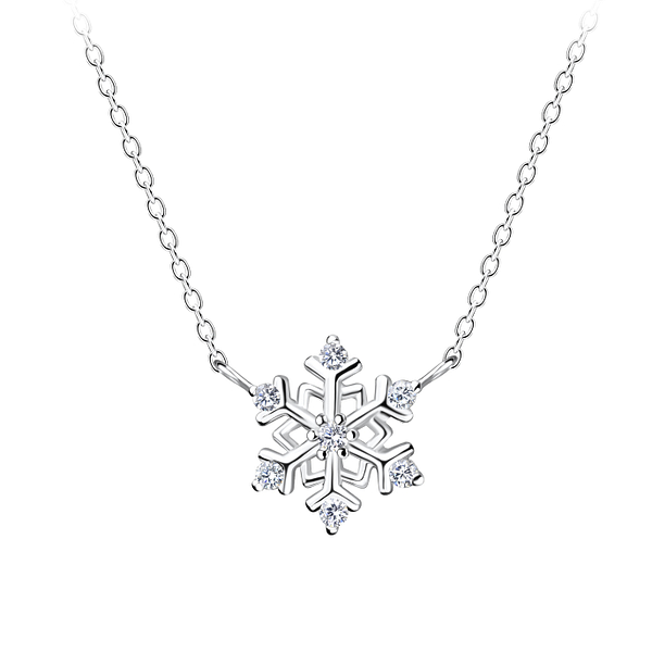 Wholesale Sterling Silver Snowflake Necklace - JD17404