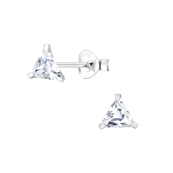 Wholesale 5mm Triangle Cubic Zirconia Sterling Silver Ear Studs - JD18757