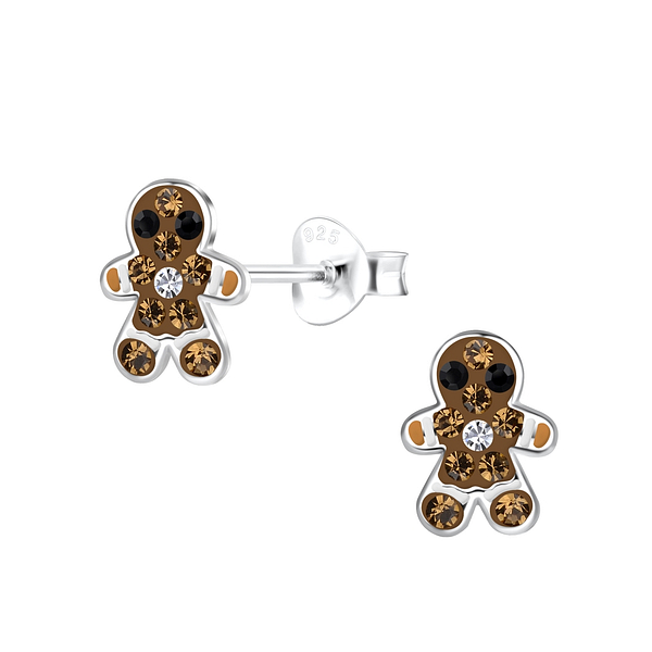 Wholesale Sterling Silver Gingerbread Ear Studs - JD18698
