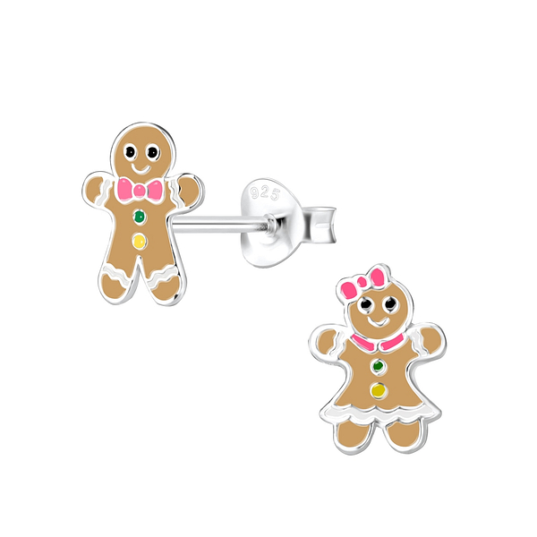 Wholesale Sterling Silver Gingerbread Ear Studs - JD18573