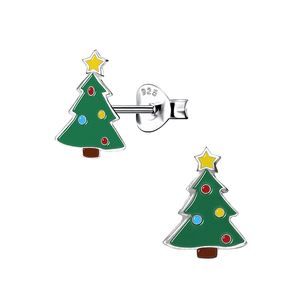 Wholesale Sterling Silver Christmas Tree Ear Studs - JD19141