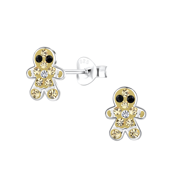 Wholesale Sterling Silver Gingerbread Ear Studs - JD19263