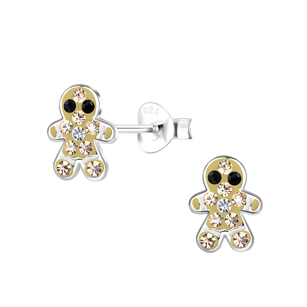 Wholesale Sterling Silver Gingerbread Ear Studs - JD19262
