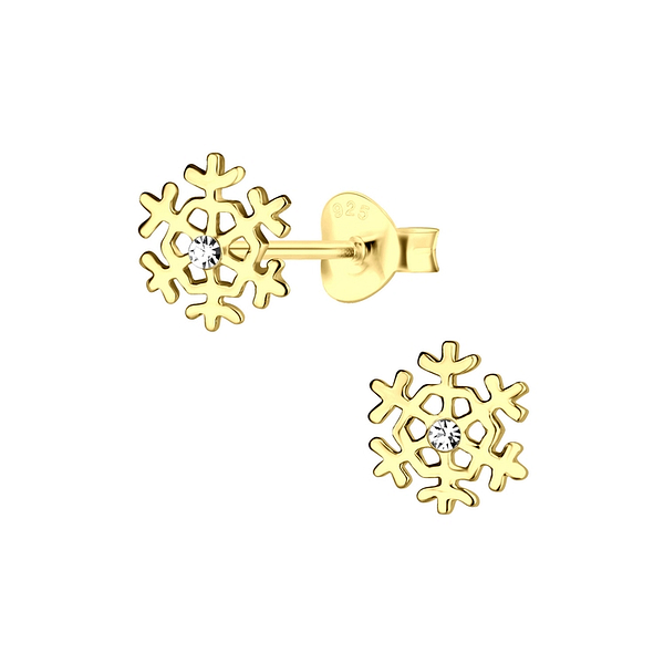 Wholesale Sterling Silver Snowflake Crystal Ear Studs - JD1276
