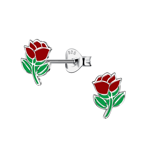 Wholesale Sterling Silver Rose Ear Studs - JD20110