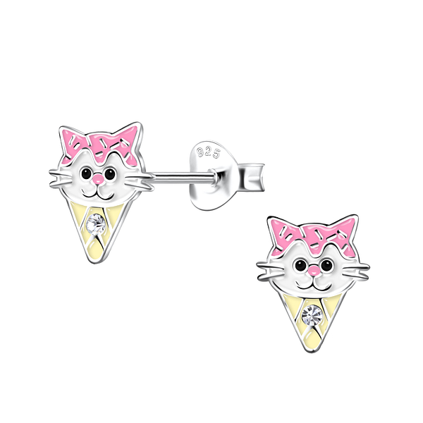 Wholesale Sterling Silver Cat Ice Cream Ear Studs - JD20378