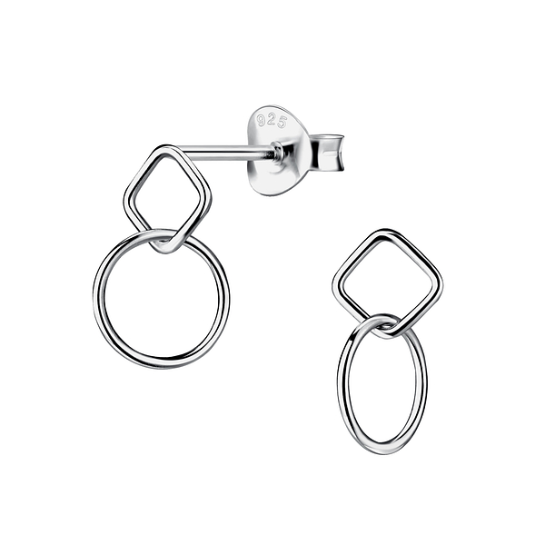 Wholesale Sterling Silver Square and Circle Ear Studs - JD20828