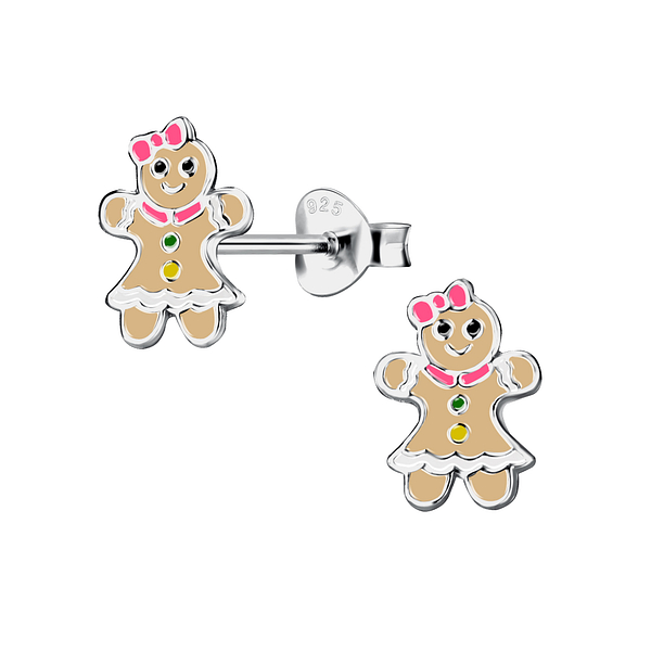Wholesale Sterling Silver Gingerbread Ear Studs - JD20852