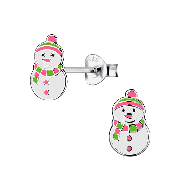 Wholesale Sterling Silver Snowman Ear Studs - JD20849