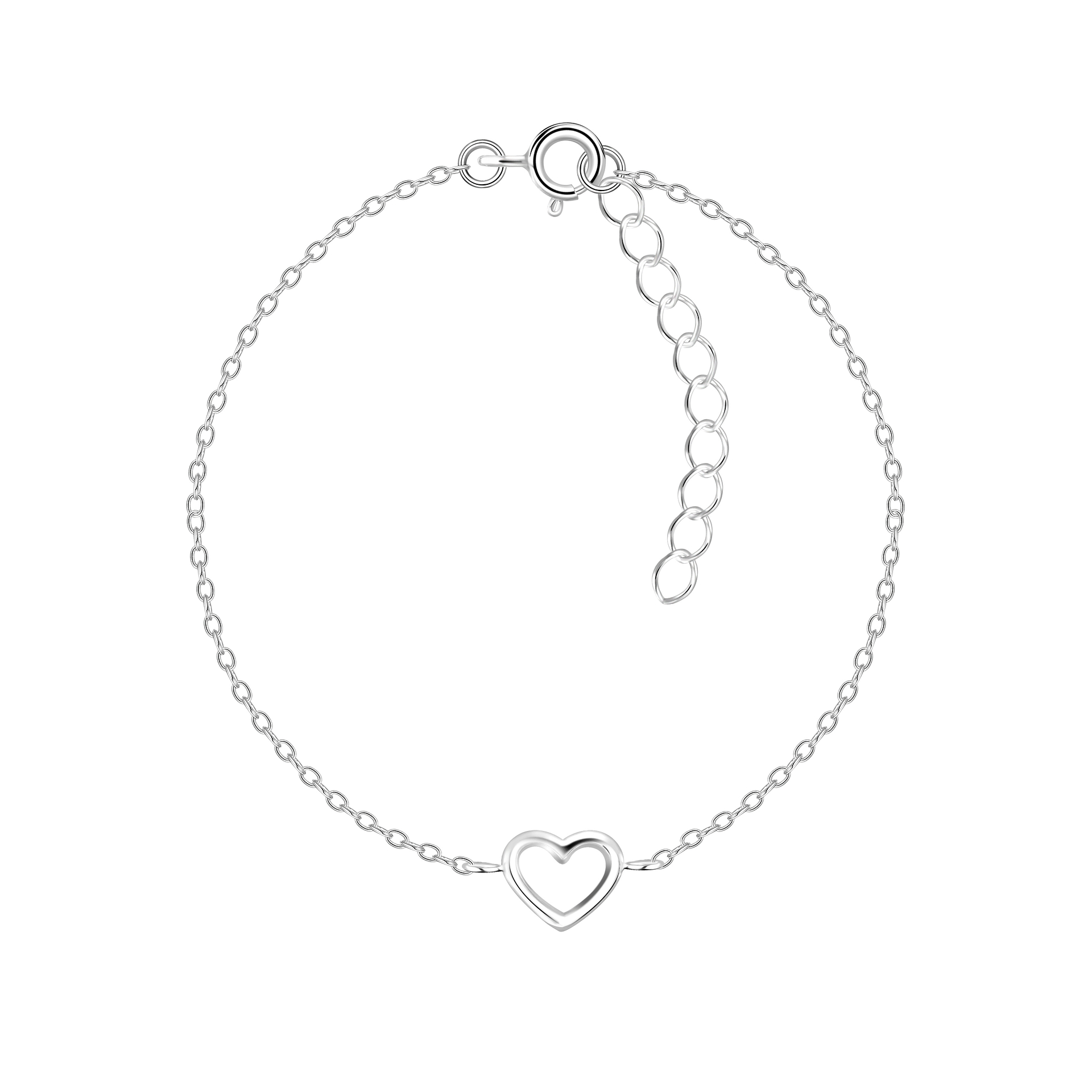 Silver JD Sterling Silver Heart Bracelet JD6724