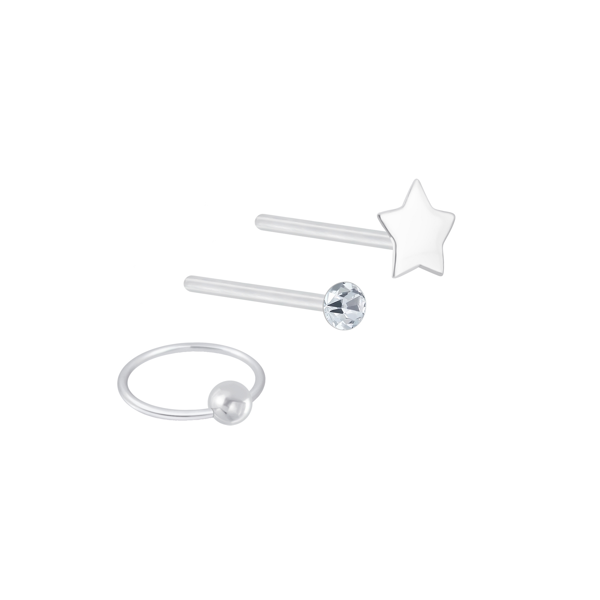 12-Piece Nose Stud Set – Sterling Silver & Hypoallergenic, 1.5-3mm CZ, L/Corkscrew/Straight Styles