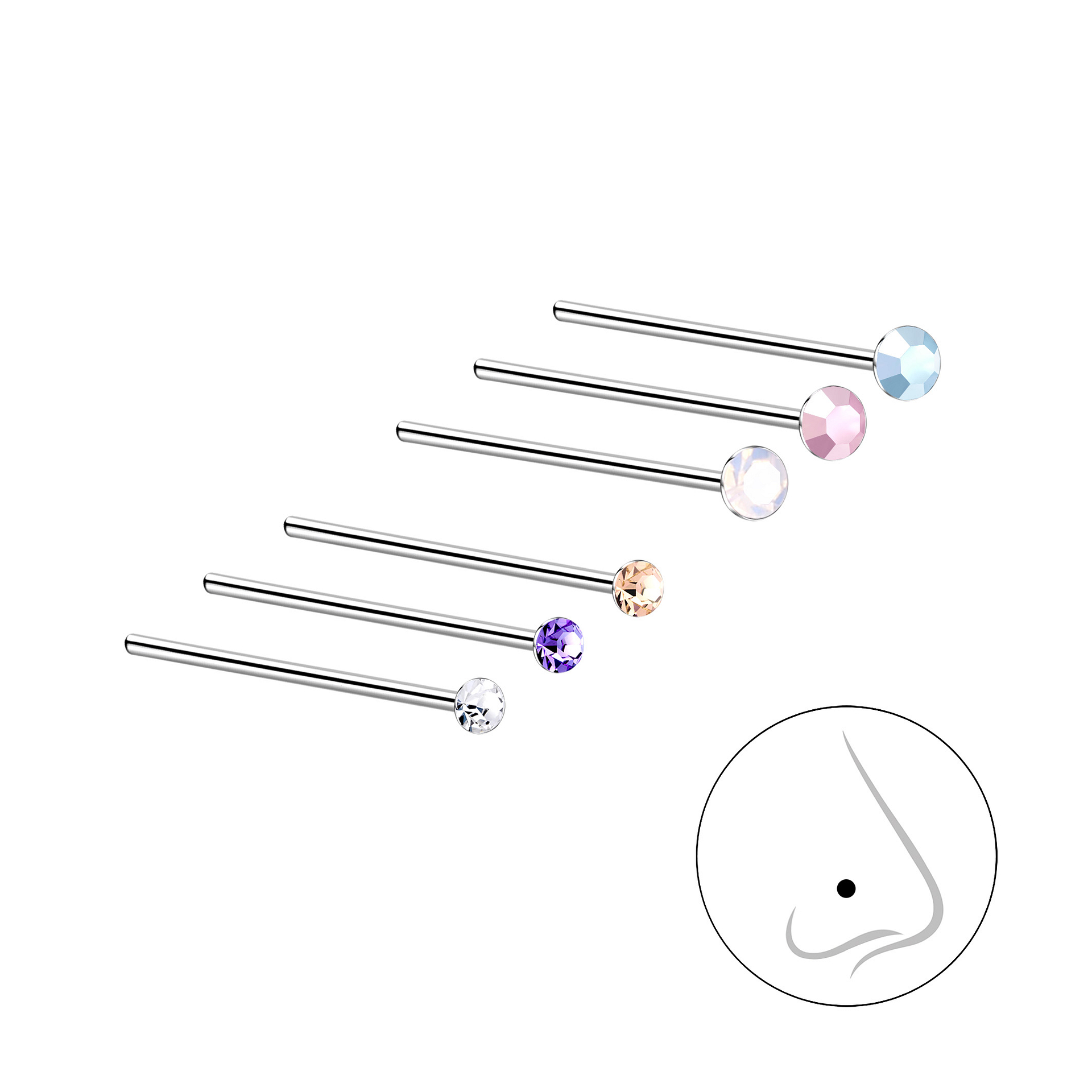 Silver JD Sterling Silver Mixed Nose Jewellery Set JD10034