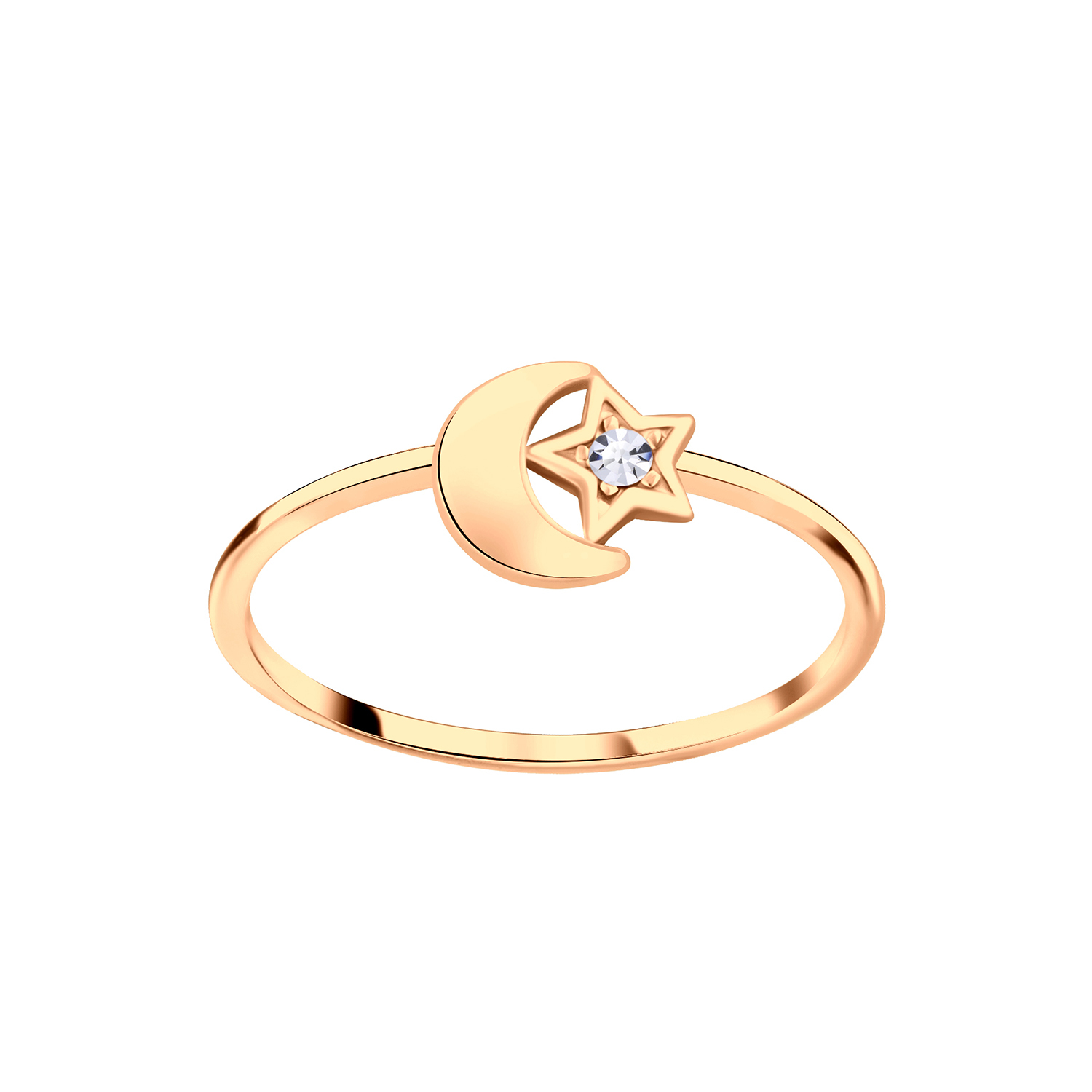 Silver JD | Sterling Silver Star Moon Crystal Ring – JD5810