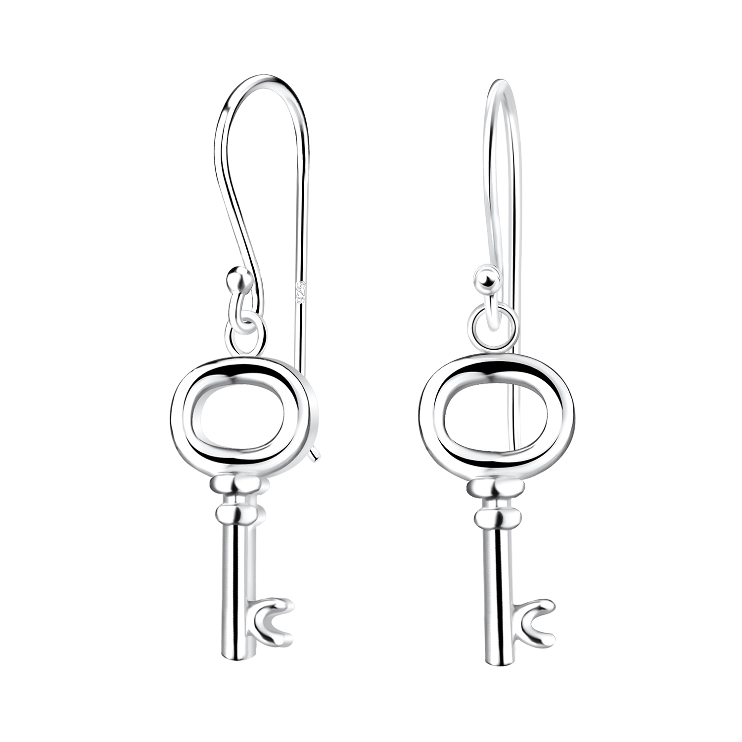 Silver JD Sterling Silver Key Earrings JD11649
