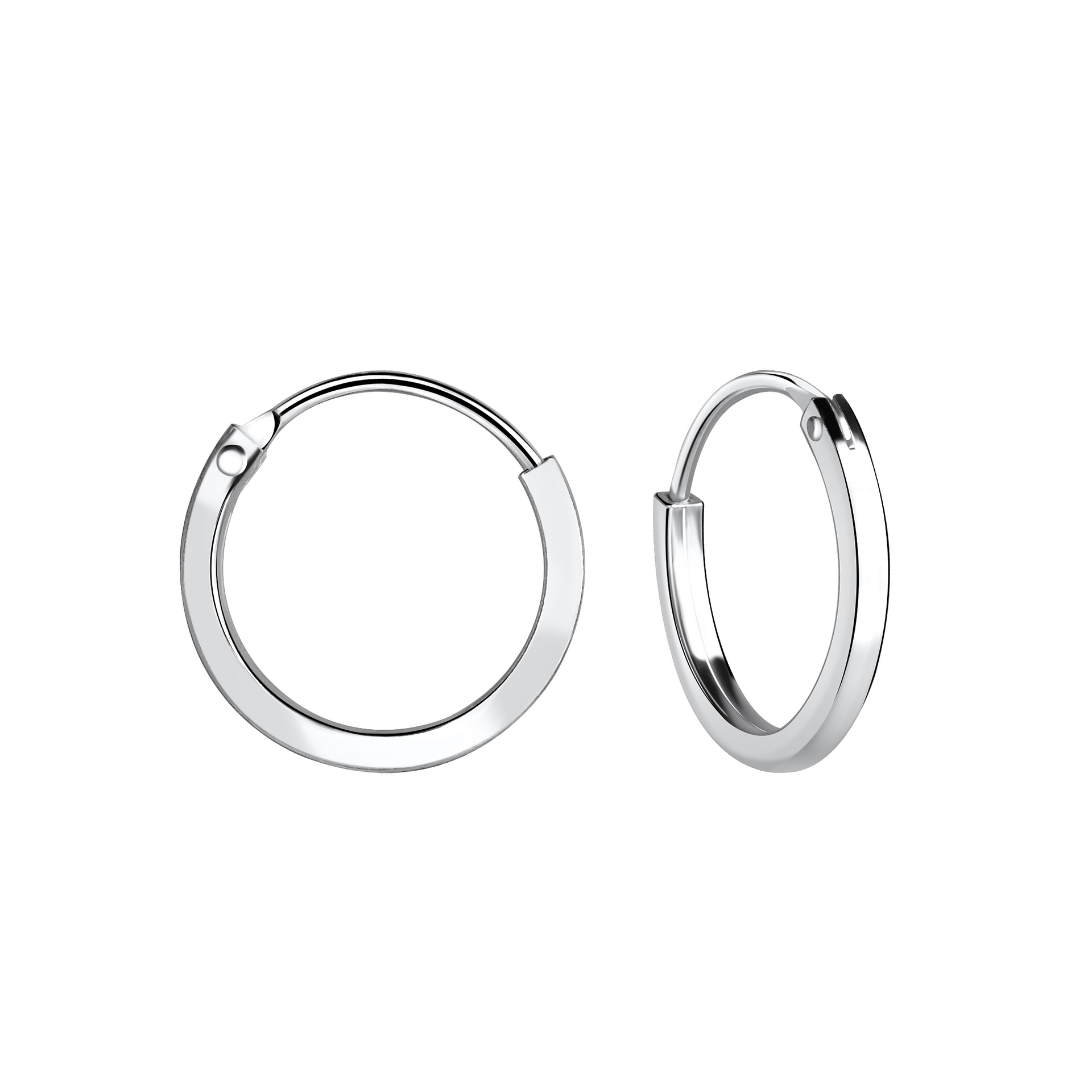 Silver JD | 12mm Sterling Silver Square Tube Ear Hoops – JD11480