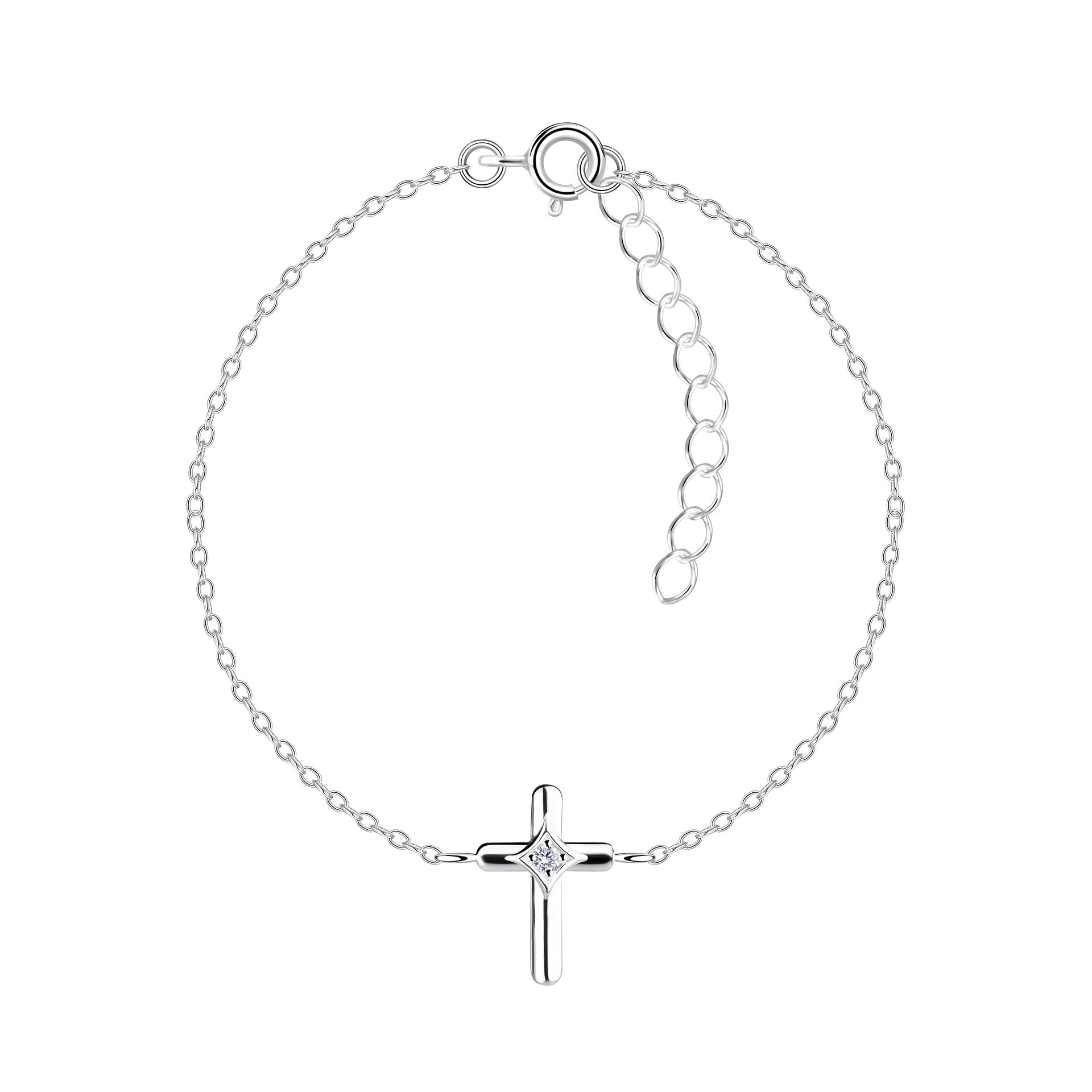 Silver JD Sterling Silver Cross Bracelet JD12790