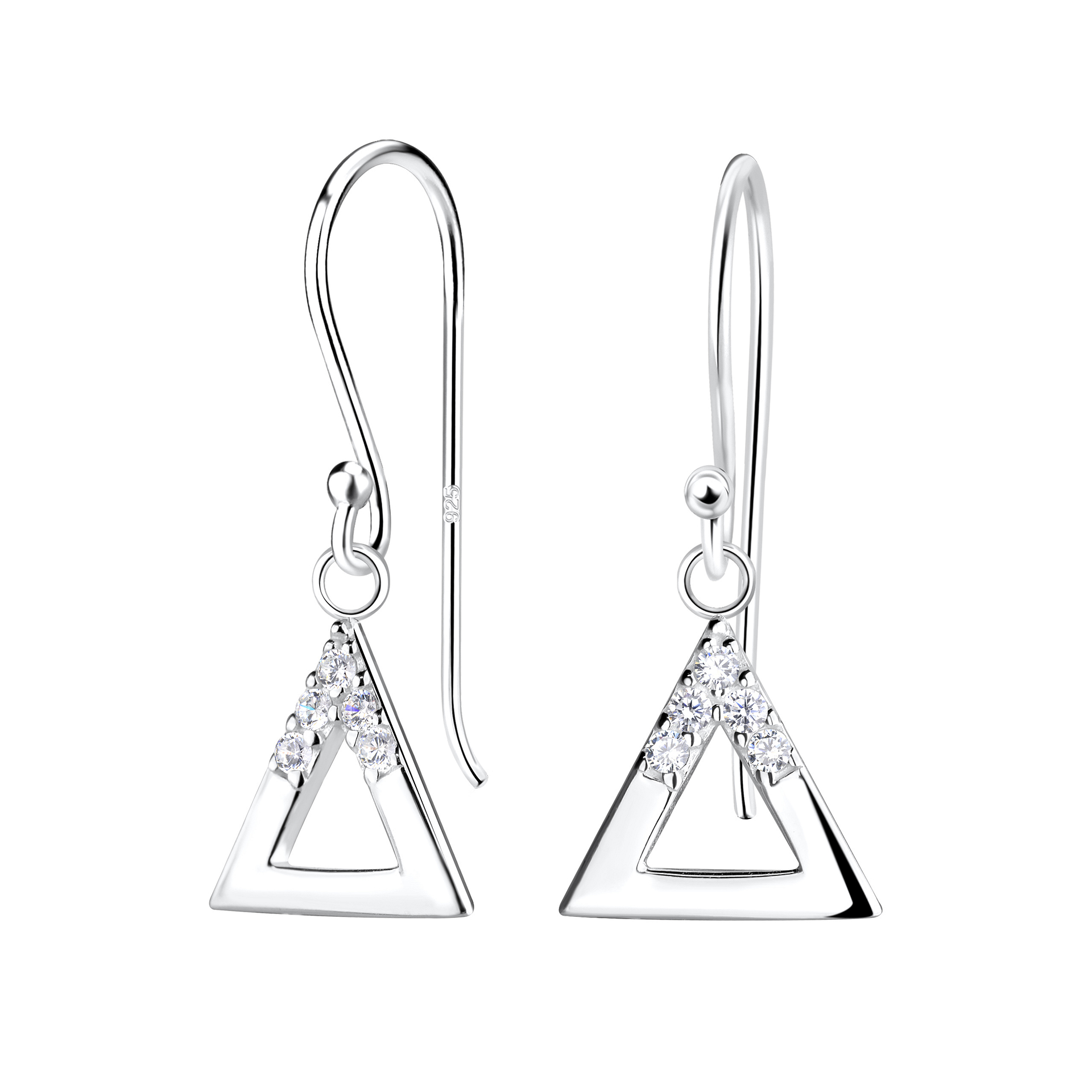 Silver JD Sterling Silver Triangle Earrings JD15505