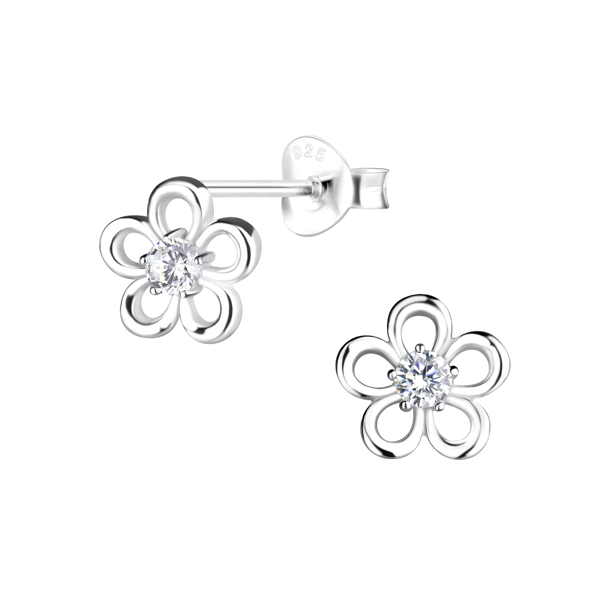 Sterling Silver Studded Flower Studs – Zynnia