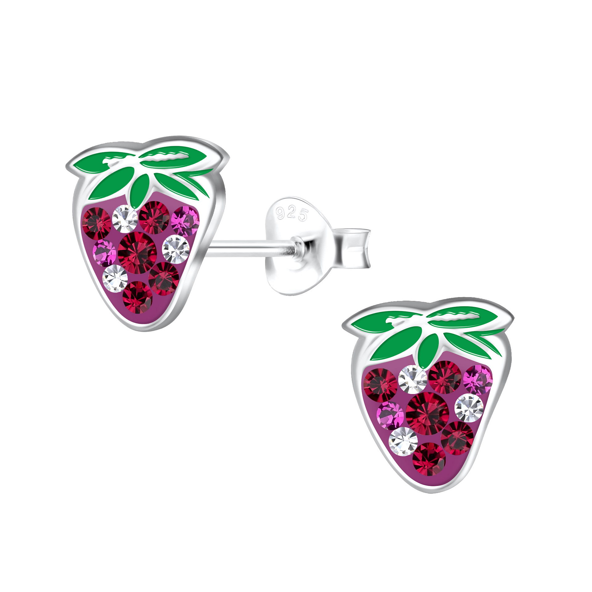 Silver JD | Sterling Silver Strawberry Ear Studs – JD17637