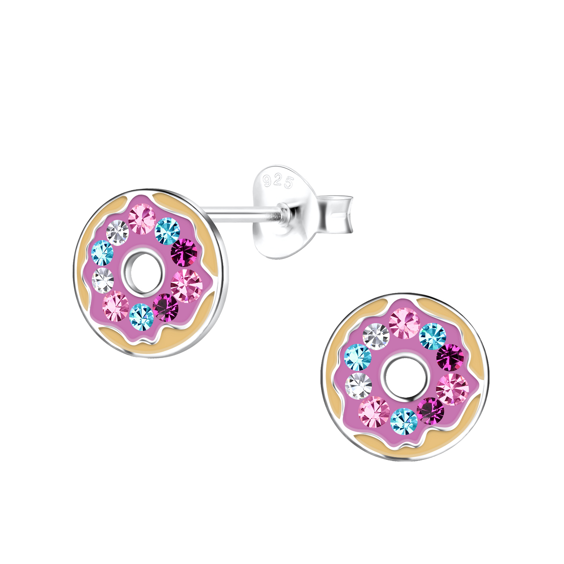Silver JD Sterling Silver Donut Ear Studs JD18377