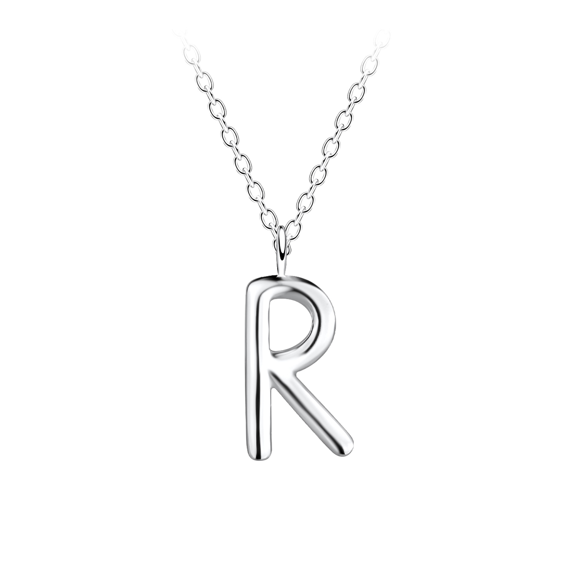 Silver JD | Sterling Silver Letter R Necklace – JD18637